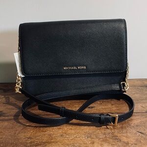 Michael Kors Black Leather Daniela Crossbody Bag nwt